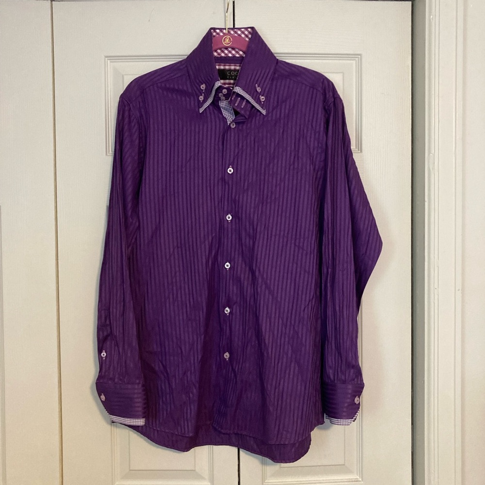 COOGI Classic Men’s Button Down Long Sleeve Shirt with Double Collar and Cuff